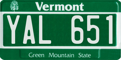 VT license plate YAL651