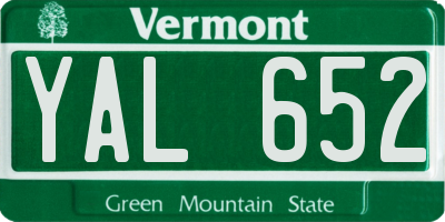 VT license plate YAL652