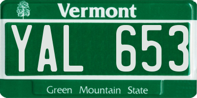 VT license plate YAL653