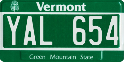 VT license plate YAL654