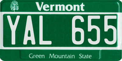 VT license plate YAL655