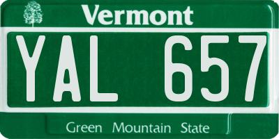 VT license plate YAL657