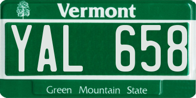 VT license plate YAL658