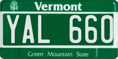 VT license plate YAL660