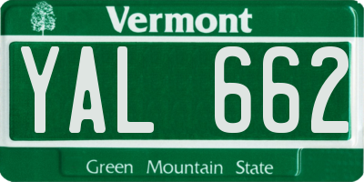 VT license plate YAL662