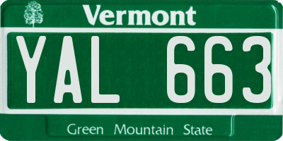 VT license plate YAL663