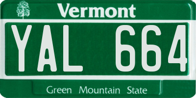 VT license plate YAL664