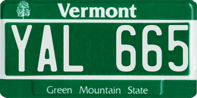 VT license plate YAL665