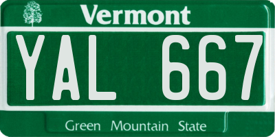 VT license plate YAL667