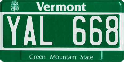 VT license plate YAL668