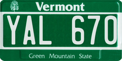 VT license plate YAL670