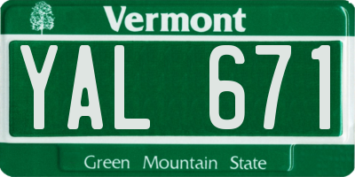 VT license plate YAL671