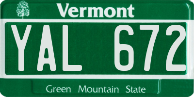 VT license plate YAL672
