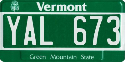 VT license plate YAL673