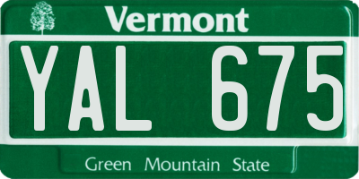 VT license plate YAL675