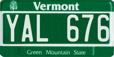 VT license plate YAL676