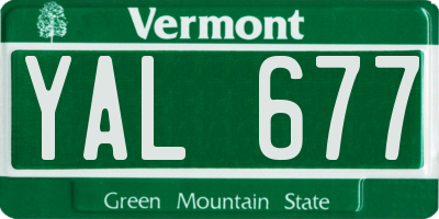 VT license plate YAL677