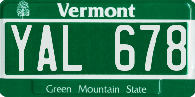 VT license plate YAL678