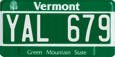 VT license plate YAL679