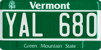 VT license plate YAL680