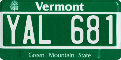 VT license plate YAL681