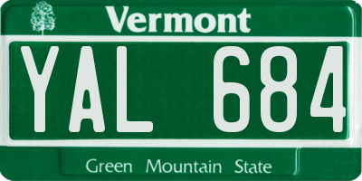VT license plate YAL684