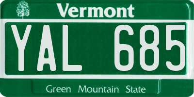VT license plate YAL685