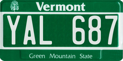 VT license plate YAL687