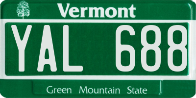 VT license plate YAL688
