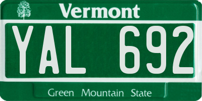VT license plate YAL692