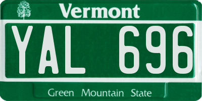VT license plate YAL696
