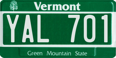 VT license plate YAL701