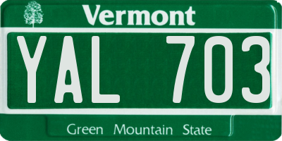 VT license plate YAL703