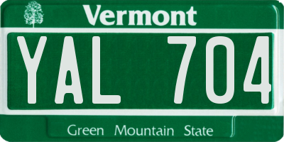 VT license plate YAL704