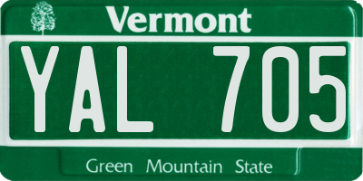VT license plate YAL705