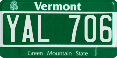 VT license plate YAL706