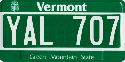 VT license plate YAL707
