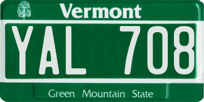 VT license plate YAL708
