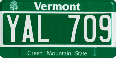 VT license plate YAL709