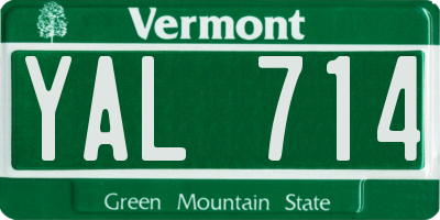 VT license plate YAL714