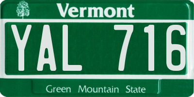 VT license plate YAL716