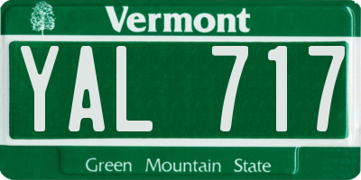 VT license plate YAL717