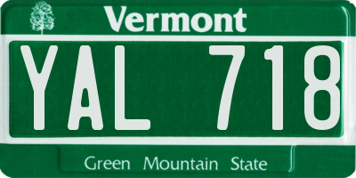VT license plate YAL718