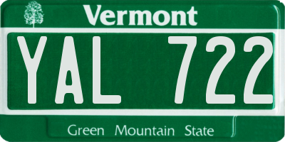 VT license plate YAL722