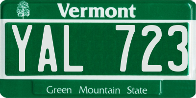 VT license plate YAL723