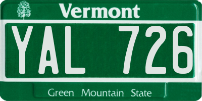 VT license plate YAL726