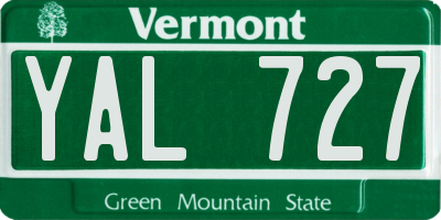 VT license plate YAL727