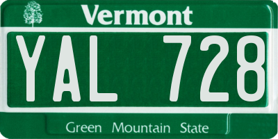 VT license plate YAL728