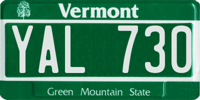 VT license plate YAL730