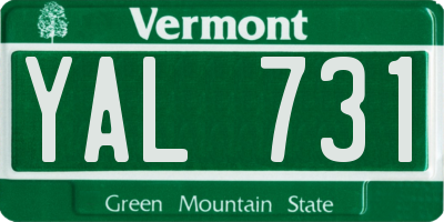 VT license plate YAL731